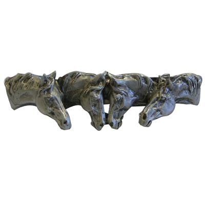 Four Horse Head Hair Clip Satin finish and comes on a hang card.