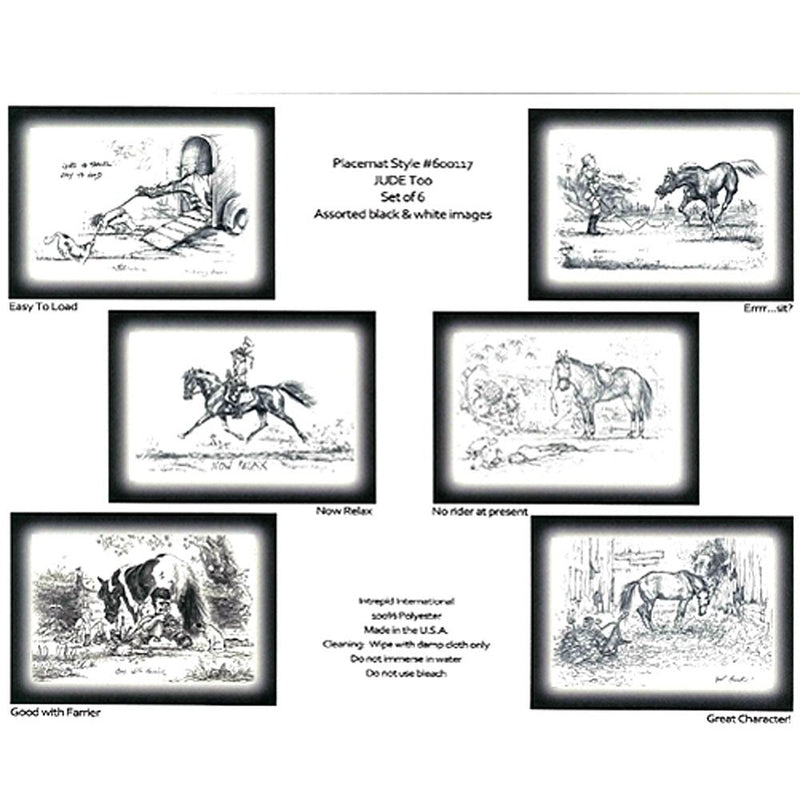 Jude Too Color Black & White Humorous Placemats - Set Of 6