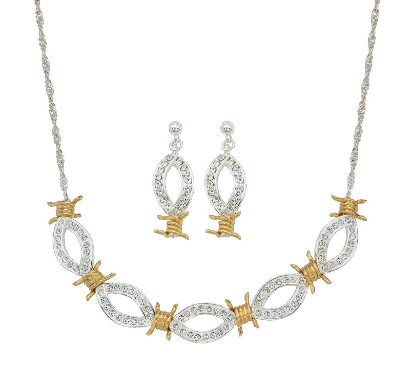 MontanaSilver Xoxo Crystal Barbed Wire Jewelry Set