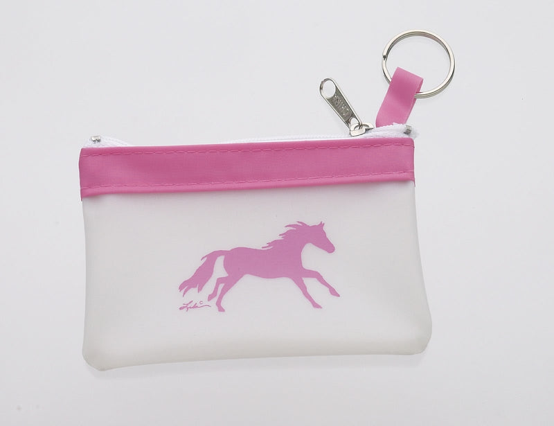 Lila Blakeslee Galloping Horse Pink Trim Coin Purse