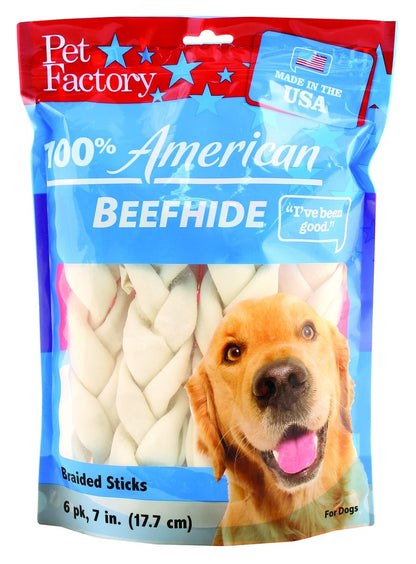 Pet Factory USA Braided Sticks Dog Chew 6Pk