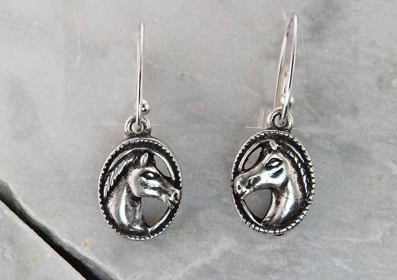 Finishing Touch Horse Head in Oval Earring French Wire Earrings