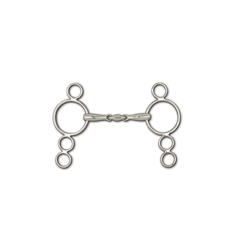 Toklat 3-Piece Snaffle 4-Ring Continental Gag 5.5