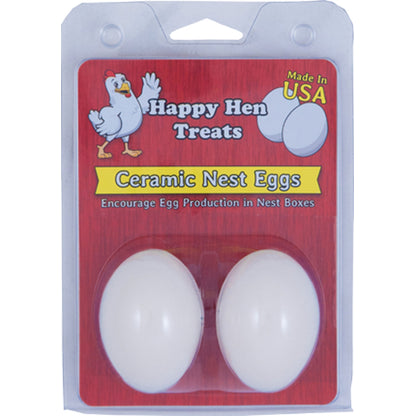 Happy Hen Ceramic Nest Eggs 2 Pack White