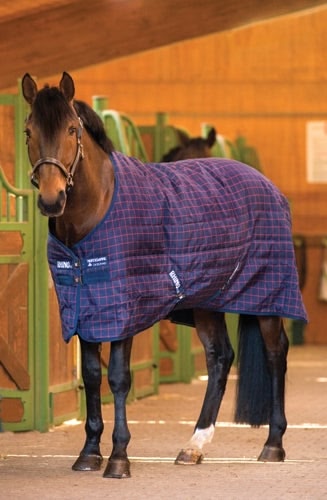 OPEN BOX - Rhino Original Stable Blanket - Medium - 75 - Navy Cream Check Navy