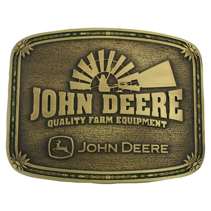 John Deere Windmill Brass Heritage Beltbuckle Brn