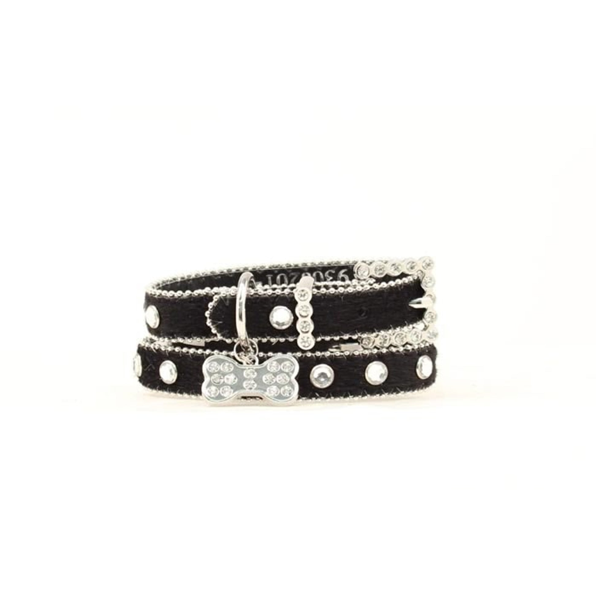 Blazin Roxx Hair On Dog Collar SM Black