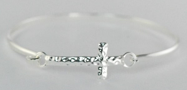 Finishing Touch Hammered Cross Bangle Bracelet