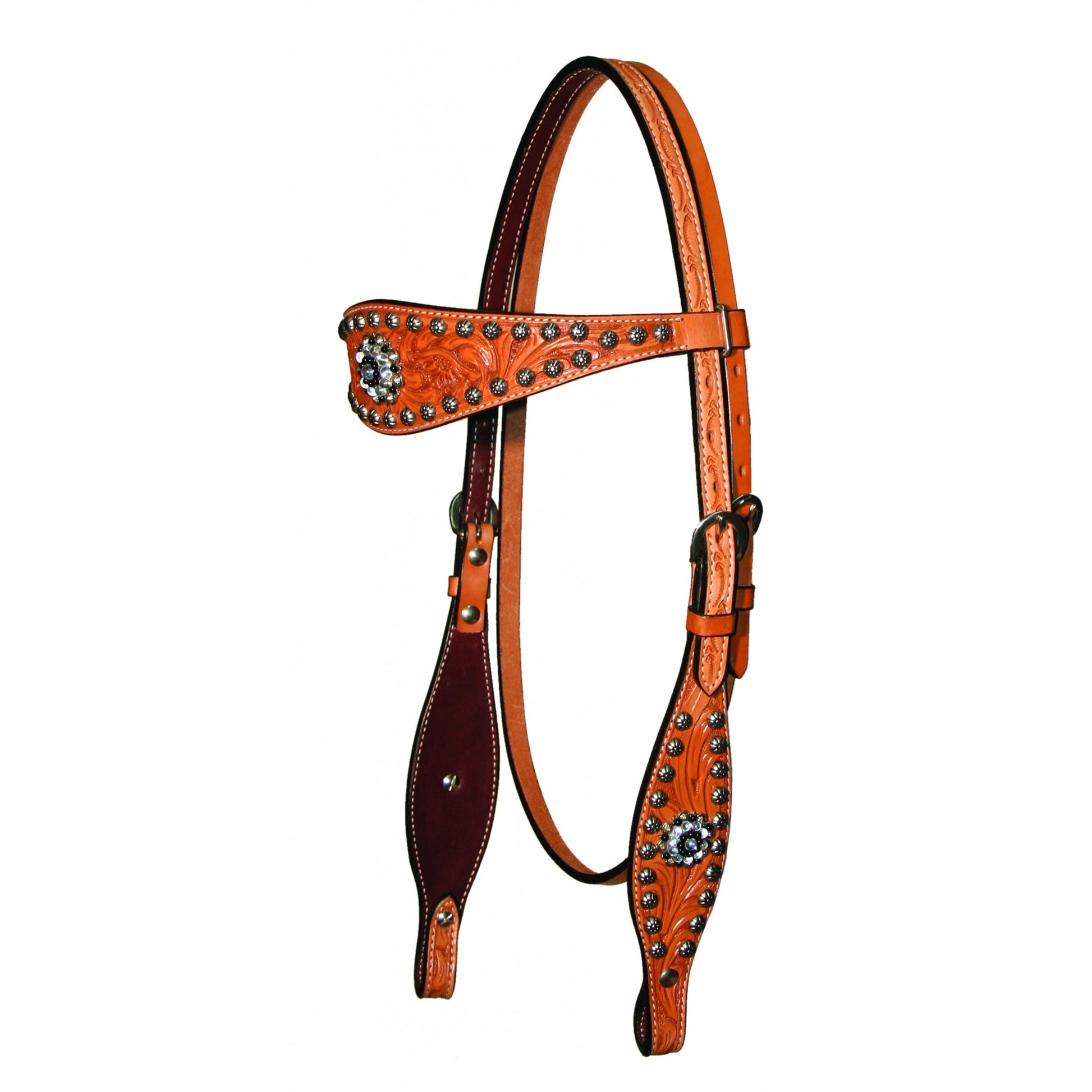 Circle Y Flared Browband Crystals & Spots Headstall