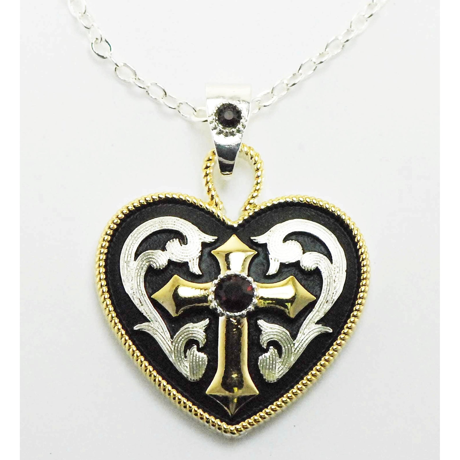 Western Edge Jewelry Western Heart And Cross Necklace.