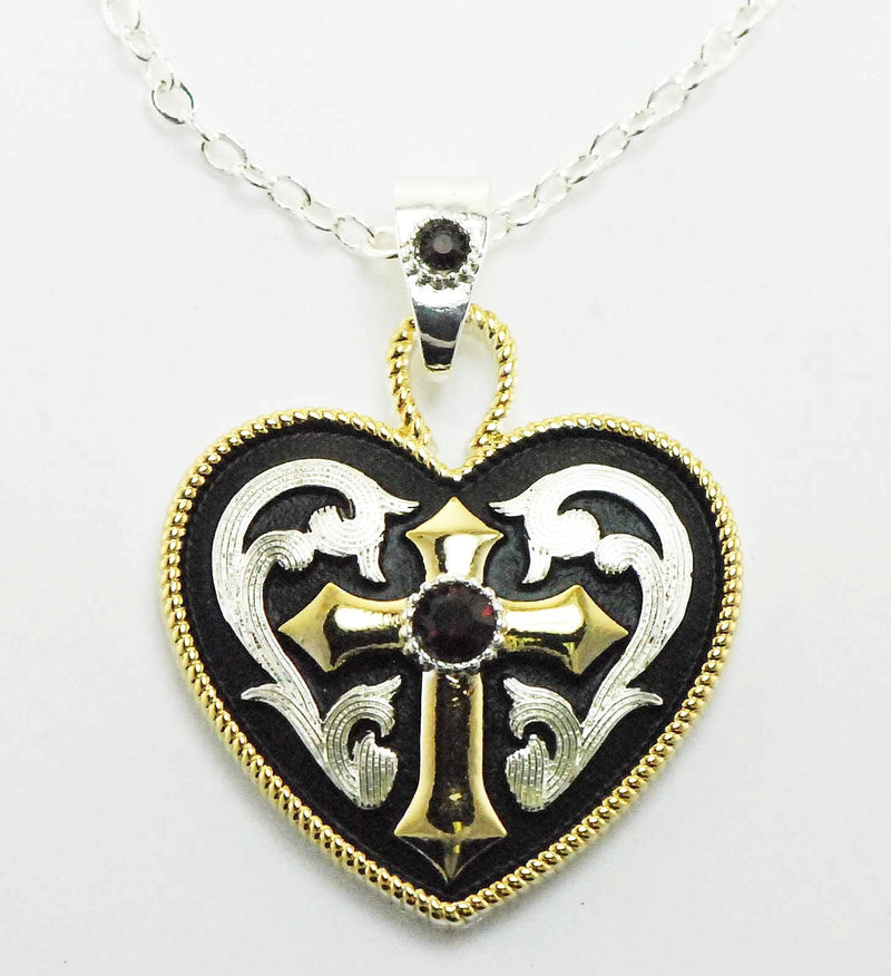 Western Edge Jewelry Western Heart And Cross Necklace.