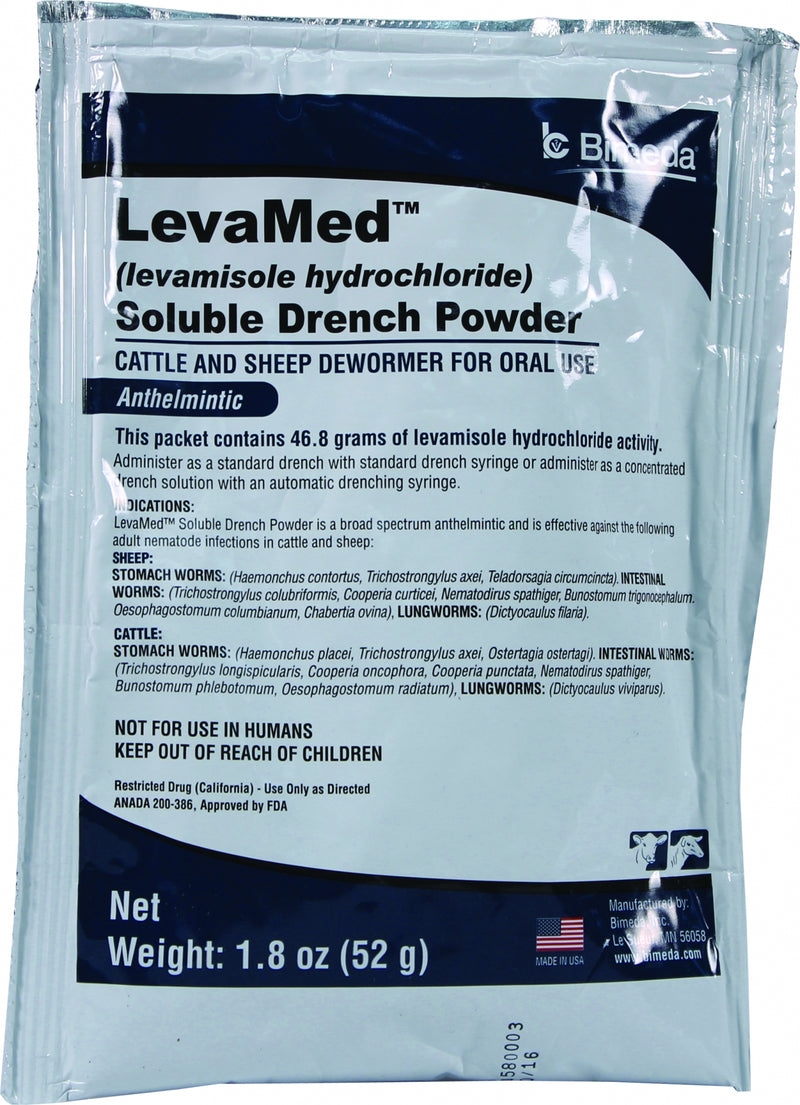 Levamed Soluble Drench Powder Dewormer 52gm White