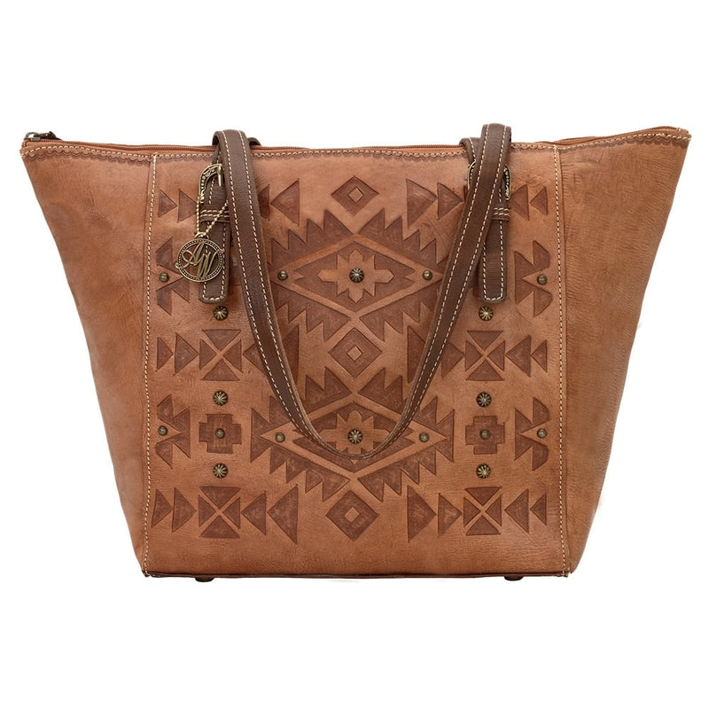 AMERICAN WEST Mystic Shadow Zip Top Bucket Tote - Tan