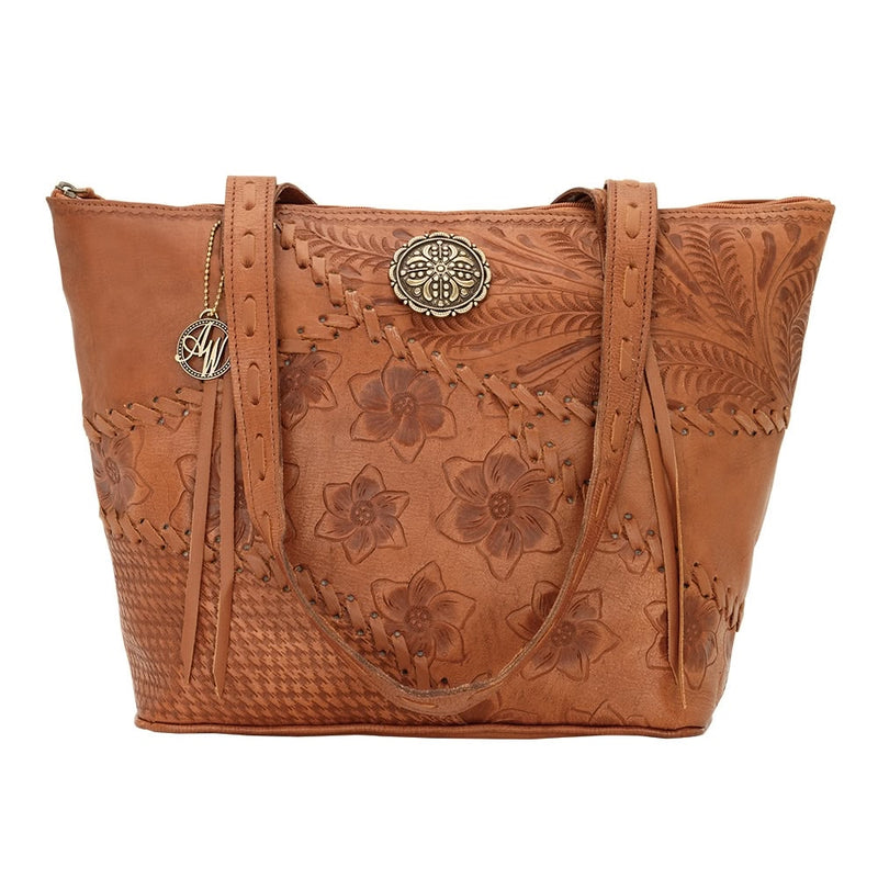 AMERICAN WEST Soho Groove Zip Top Bucket Tote - Tan