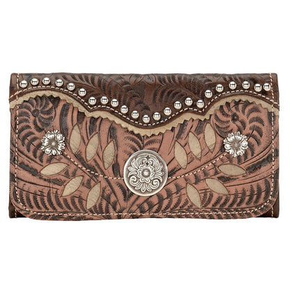AMERICAN WEST Woodland Bloom Tri-Fold Wallet - Chestnut Brown
