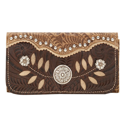 AMERICAN WEST Woodland Bloom Tri-Fold Wallet - Chestnut Brown