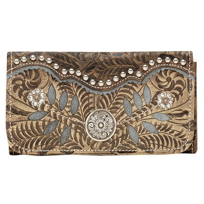 AMERICAN WEST Woodland Bloom Tri-Fold Wallet - Chestnut Brown