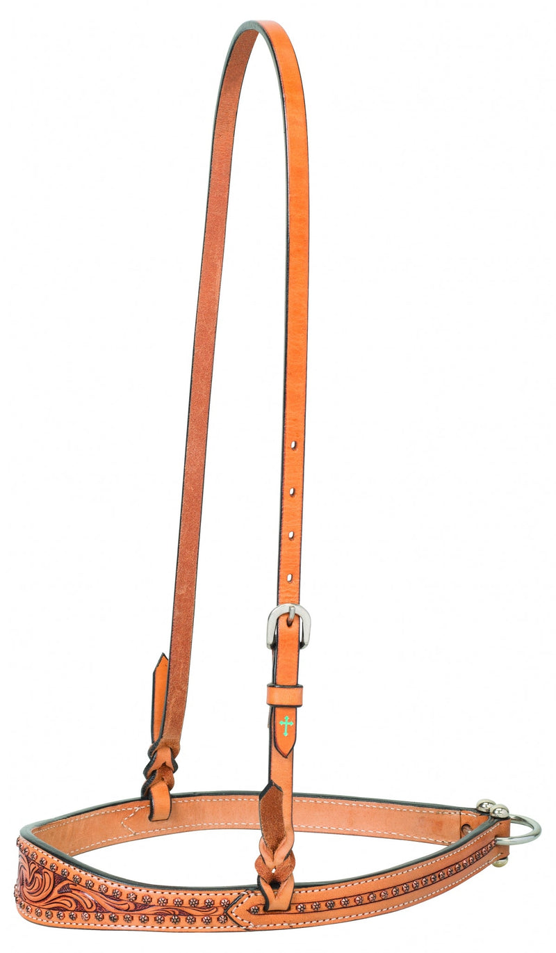 Weaver Turquoise Cross Cowboy-Style Floral Tooled Noseband