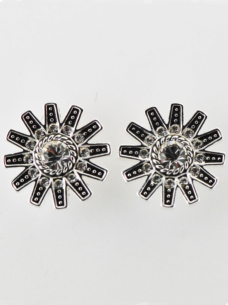 Western Edge Crystal Stones Spur Rowel Earrings