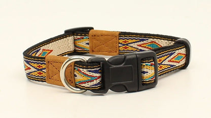 Dbl Barrel 3/4 Woven Ribbon Dog Collar 13-20 Tan