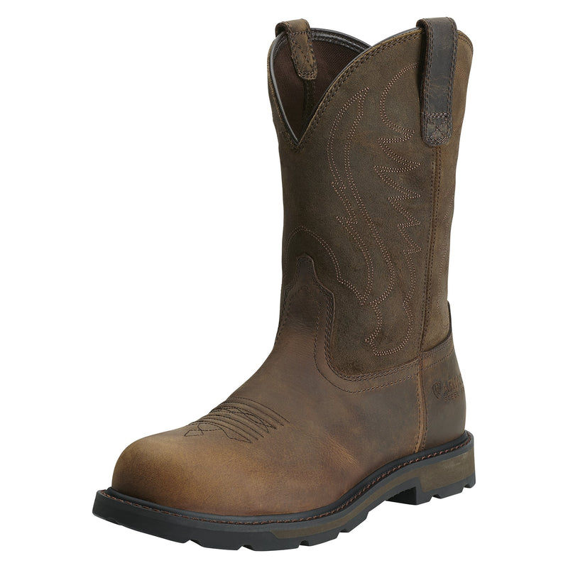 Ariat Mens Groundbreaker Steel Toe Pullon Boots - Brown