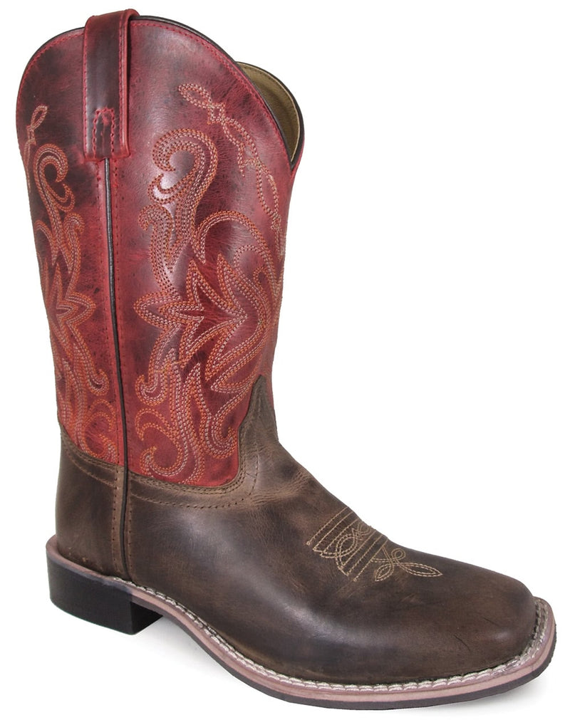 OPENBOX Smoky Mountain Ladies Delta 10" Leather Square Toe Boot - 8 - Brown/Red Crackle