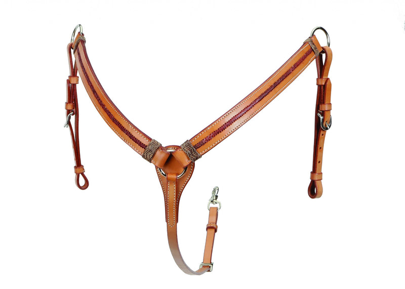 Colorado Saddlery Breast Collar With Red Rawhide Overlay