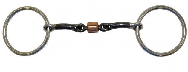 Reinsman 3/8" Medium Loose Ring Copper Roller Dogbone Snaffle Bit - Stage A