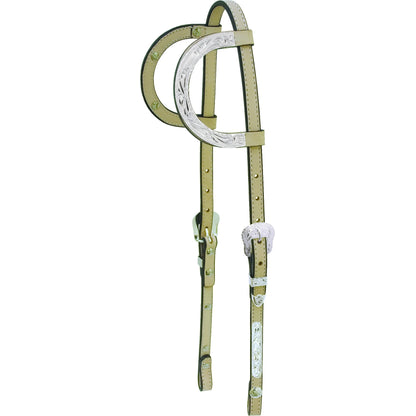 Tex Tan Silver Bars Double Ear Show Headstall Brn