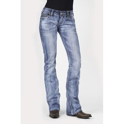 Stetson Ladies 818 Fit Stylized V Three Loops Deco Back Pocket Boot Cut Jeans