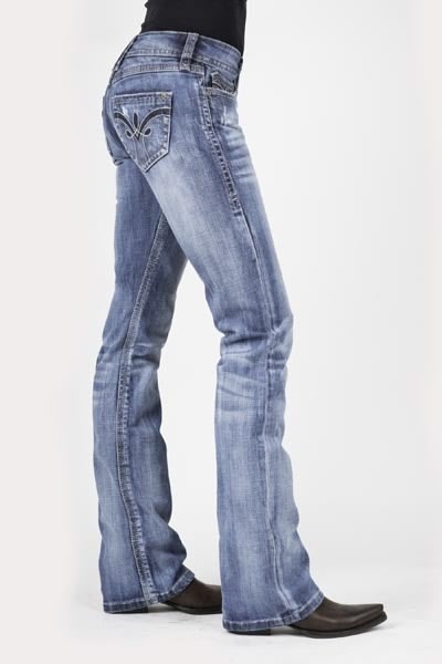 Stetson Ladies 818 Fit Stylized V Three Loops Deco Back Pocket Boot Cut Jeans