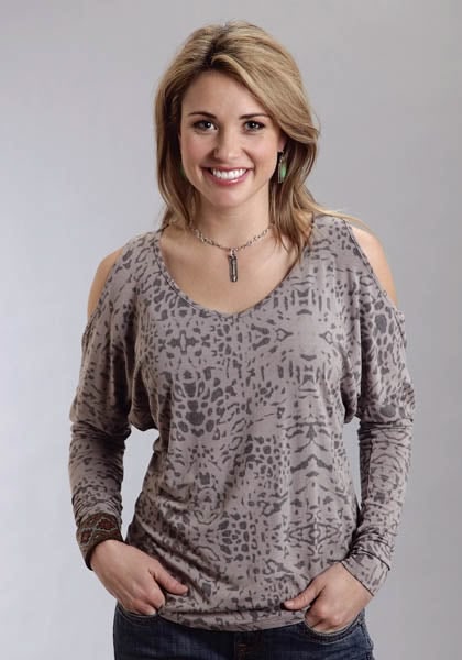 Stetson Ladies Fall II Rayon Spandex Animal Print Jersey Long Sleeve Shirt