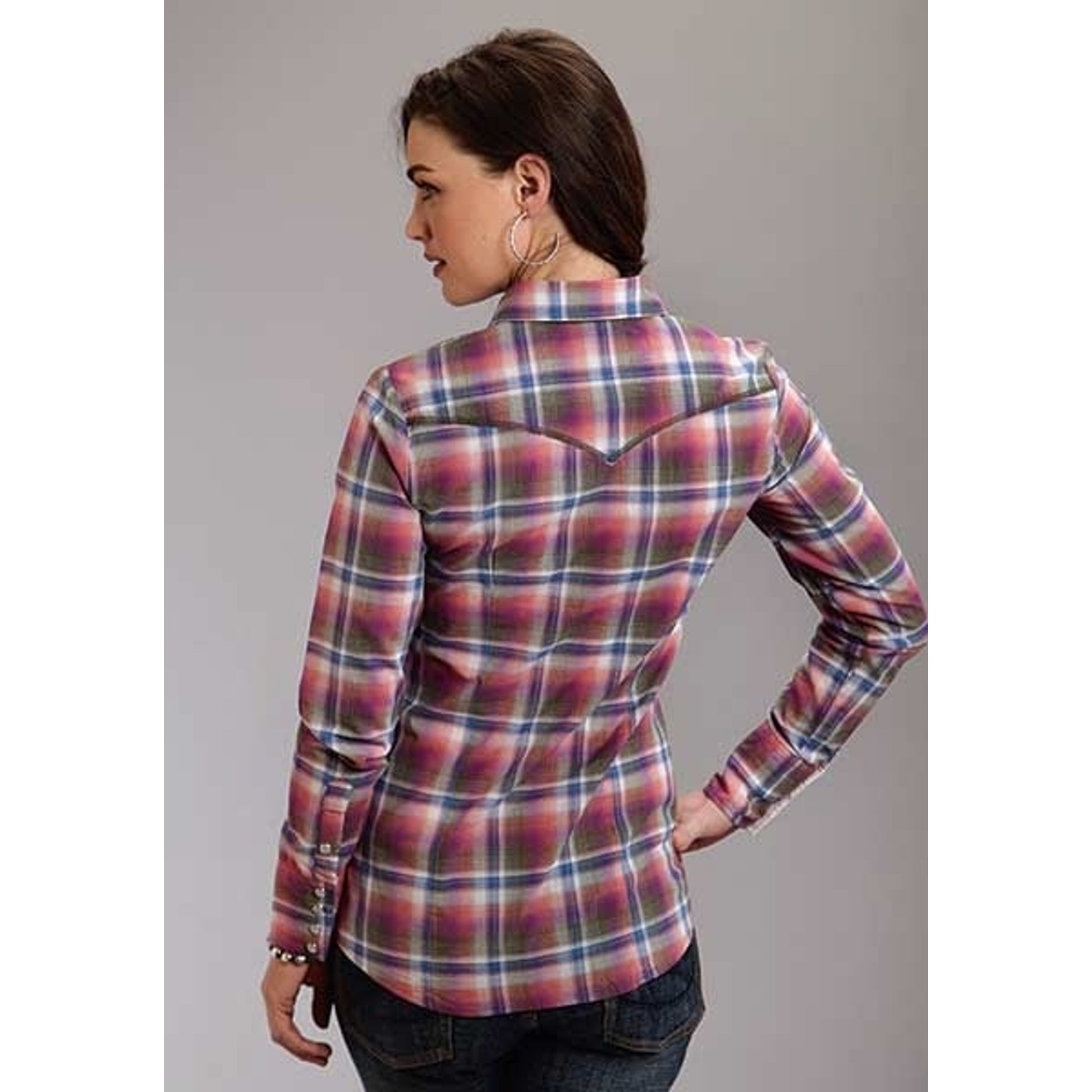 Stetson Ladies Spring I Plaid Western Long Sleeve Snap Shirt - Orchid