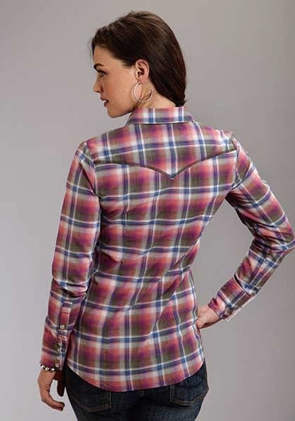 Stetson Ladies Spring I Plaid Western Long Sleeve Snap Shirt - Orchid