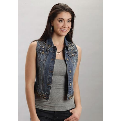 Stetson Ladies Spring III Denim Vest Jacket With Studding