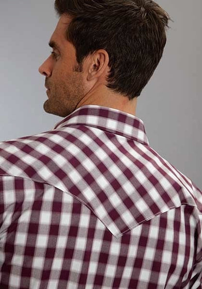 Stetson Mens Original Rugged C2 Blurred Check Long Sleeve Snap Shirt