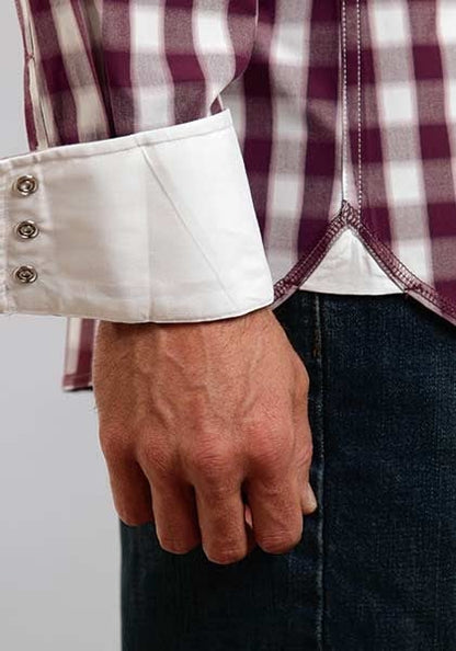 Stetson Mens Original Rugged C2 Blurred Check Long Sleeve Snap Shirt
