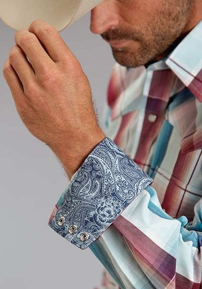Stetson Mens Spring I Water Ombre Long Sleeve Snap Shirt