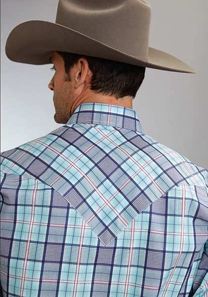 Stetson Mens Spring IV Streetlight Plaid Long Sleeve Snap Shirt