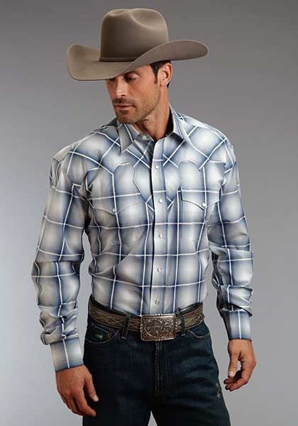 Stetson Mens Winter III Crystal Ombre Long Sleeve Snap Shirt