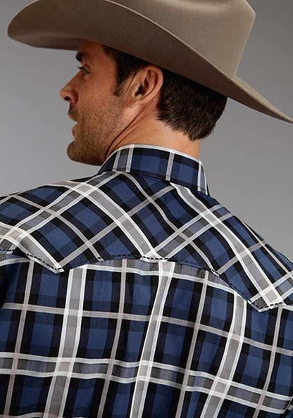 Stetson Mens Winter III Night Sky Plaid Long Sleeve Snap Shirt