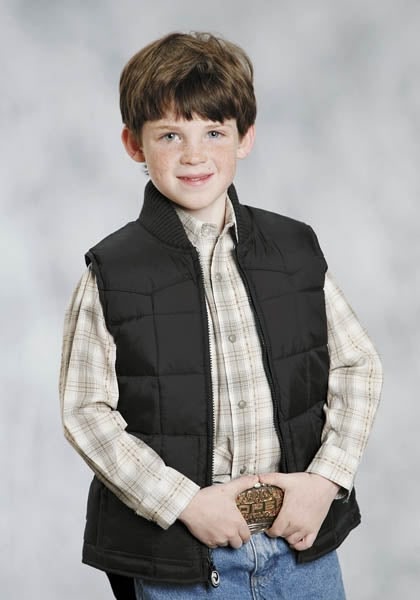 Roper Boys Range Gear Quilted Down Vest - Black