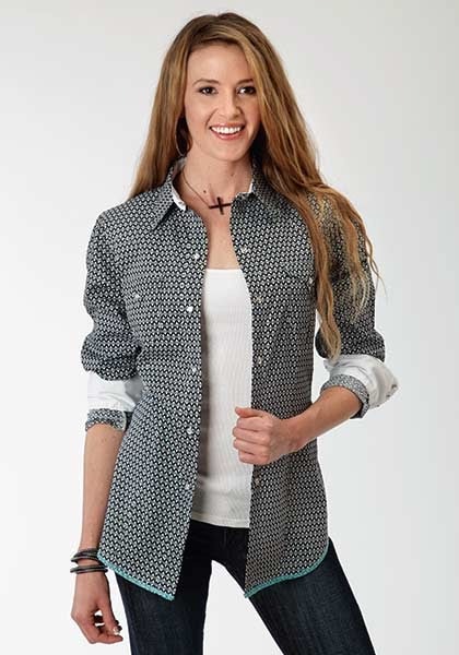 Roper Ladies Arrowheads Print Long Sleeve Snap Shirt