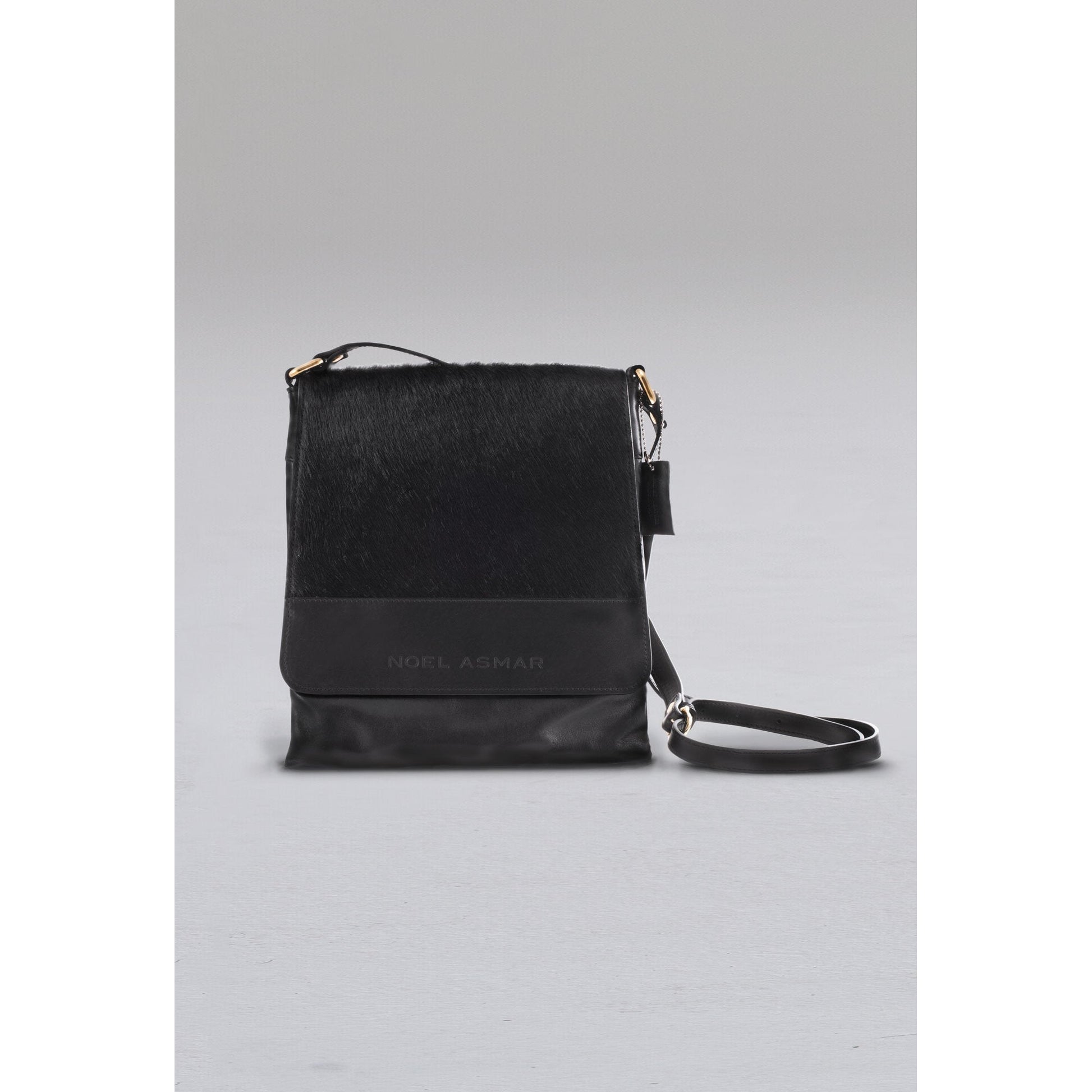 Asmar Leather Messenger Bag With Calf Hair