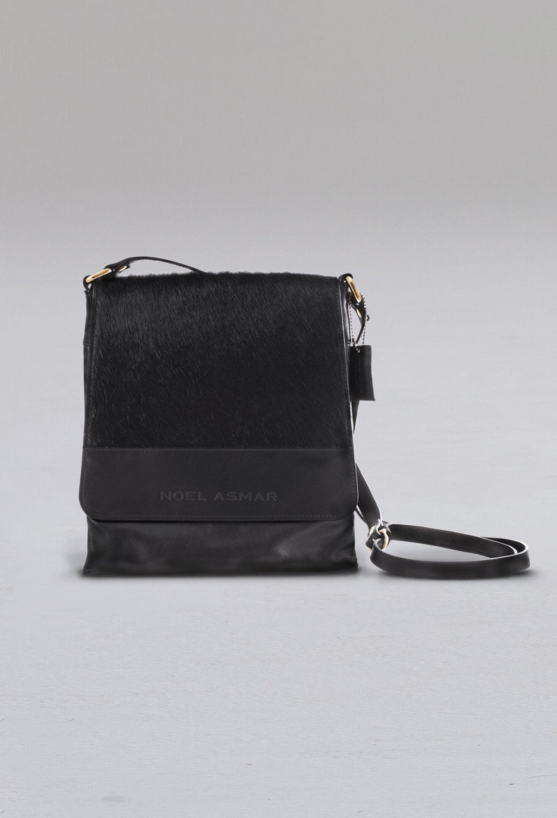 Asmar Leather Messenger Bag With Calf Hair