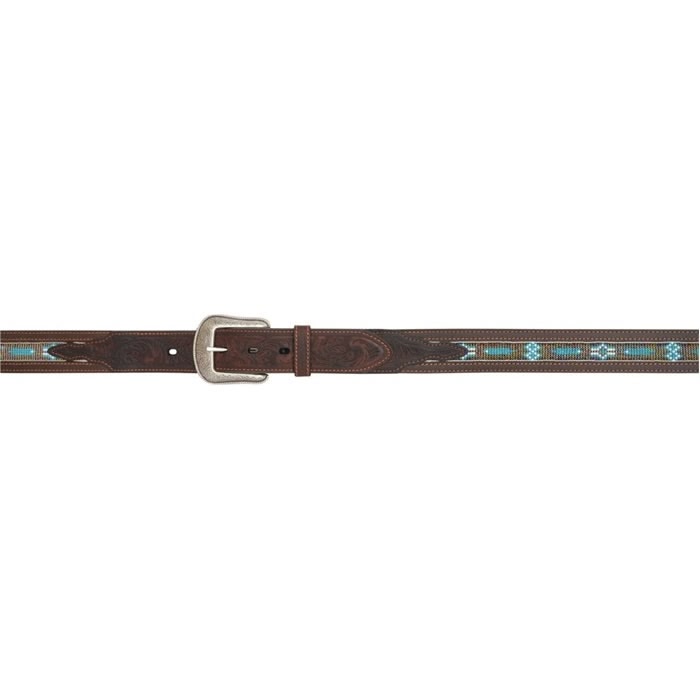 3D Men's 1 1/2" Southwest Beaded Western Fashion Belt - Dark Brown