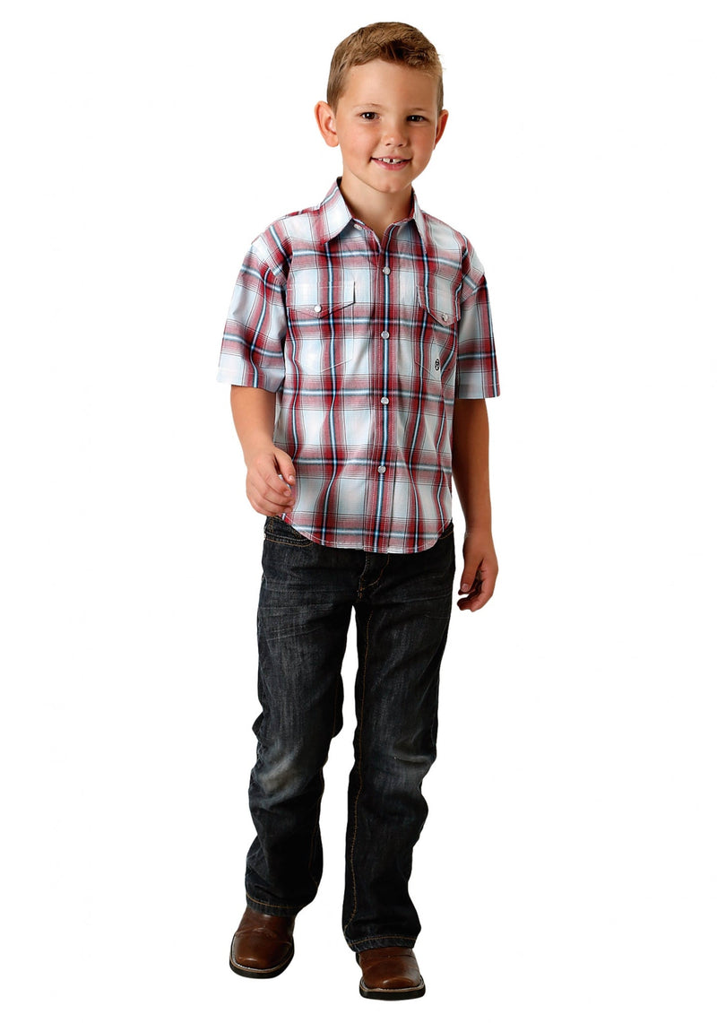 Roper Boys 1526 Baseball Ombre Short Sleeve Shirt