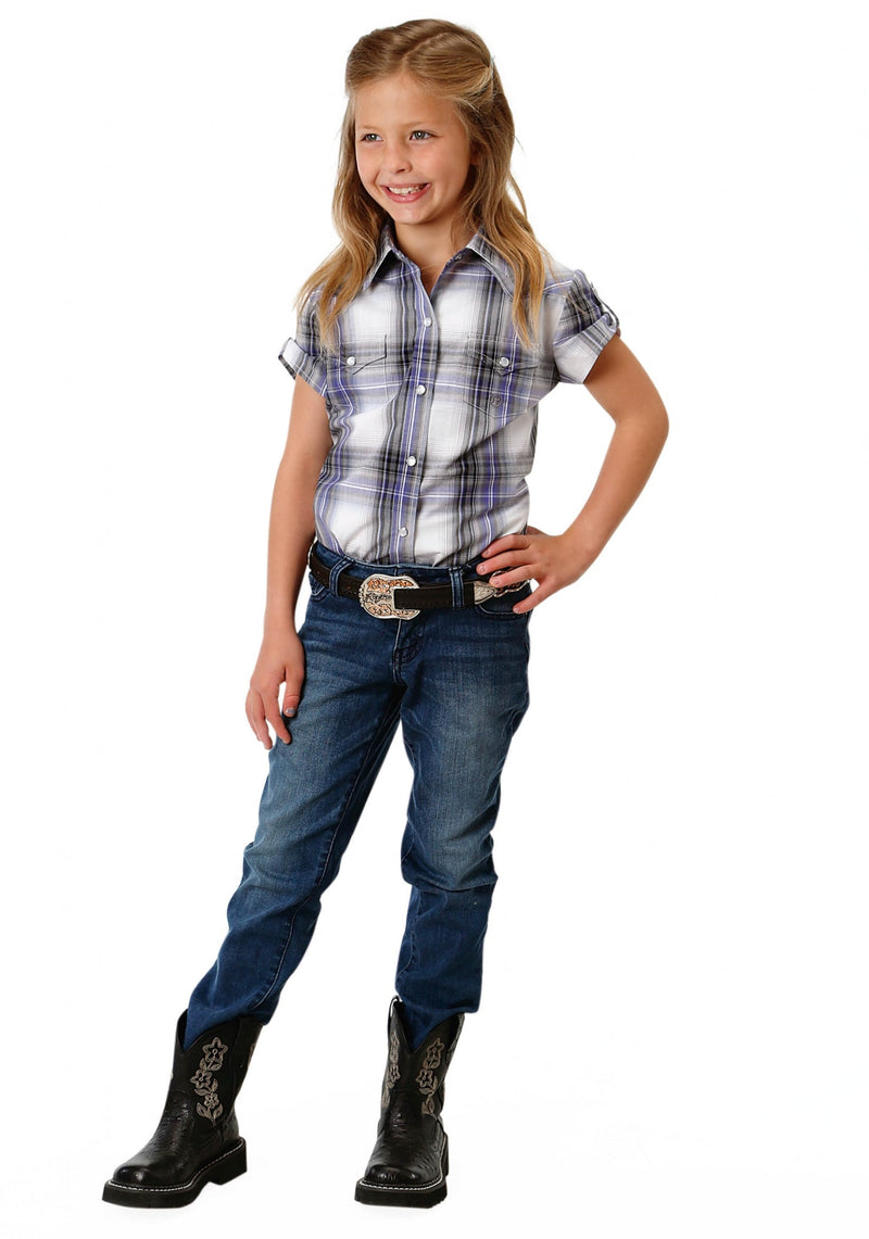 Roper Girls 1523 Big Sky Plaid Short Sleeve Shirt