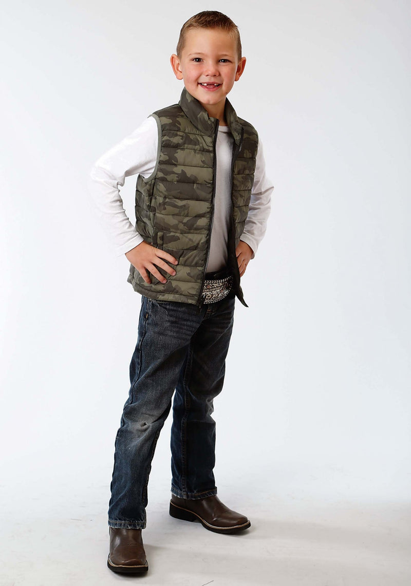 Roper Boys Crushable Parachute Vest-Green