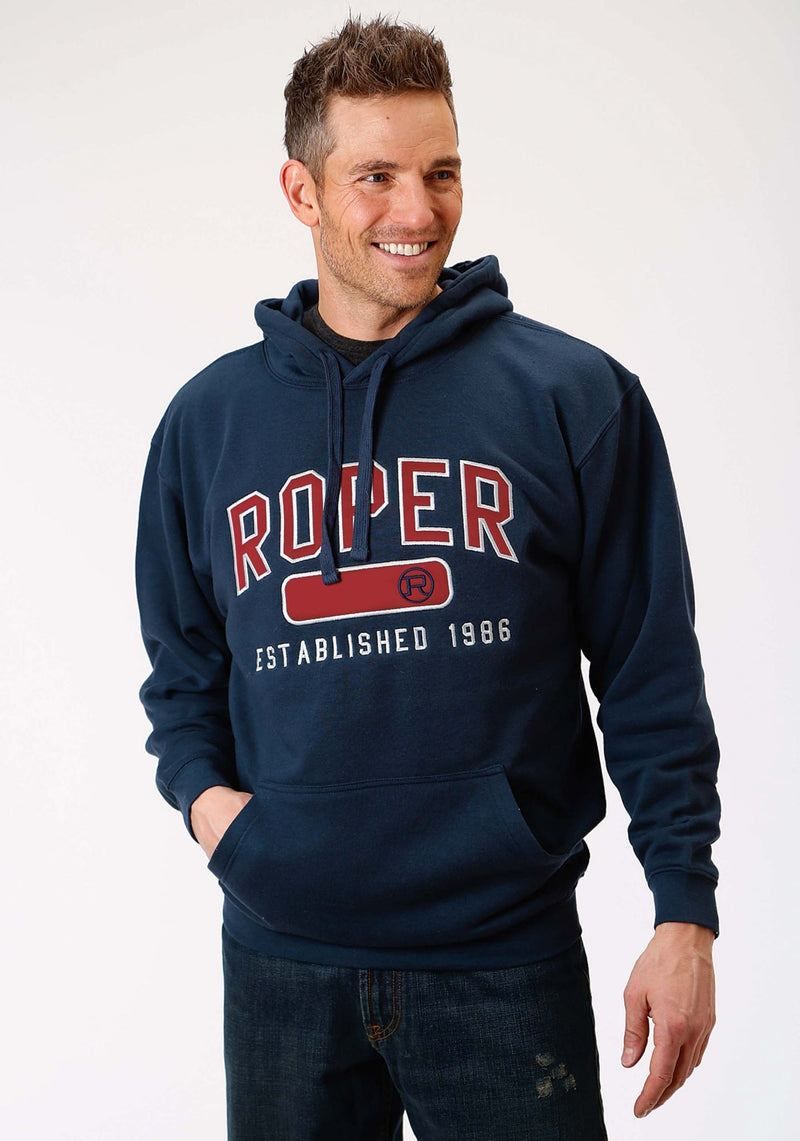 Roper Men's Embroidered Reflective Stitched Hooded Sweatshirt - Navy